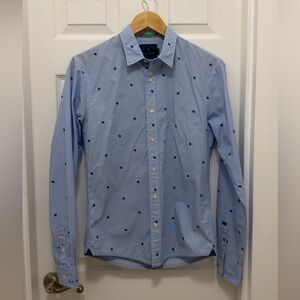Scotch & Soda Blue Polka Dot Button Down Shirt